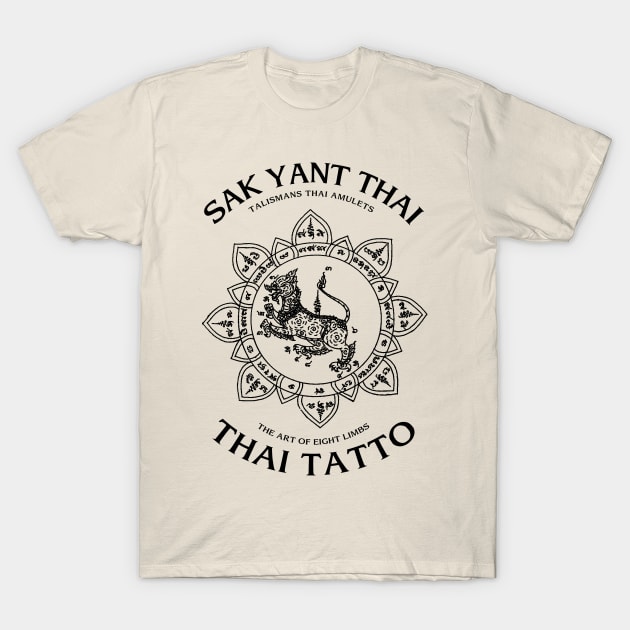 Vintage Muay Thai Sak Yant Lion T-Shirt by KewaleeTee